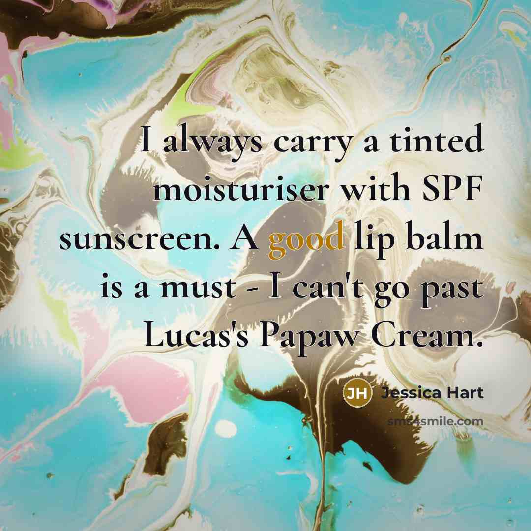 “I always carry a tinted moisturiser with SPF sunscreen. A…” quote by Jessica Hart