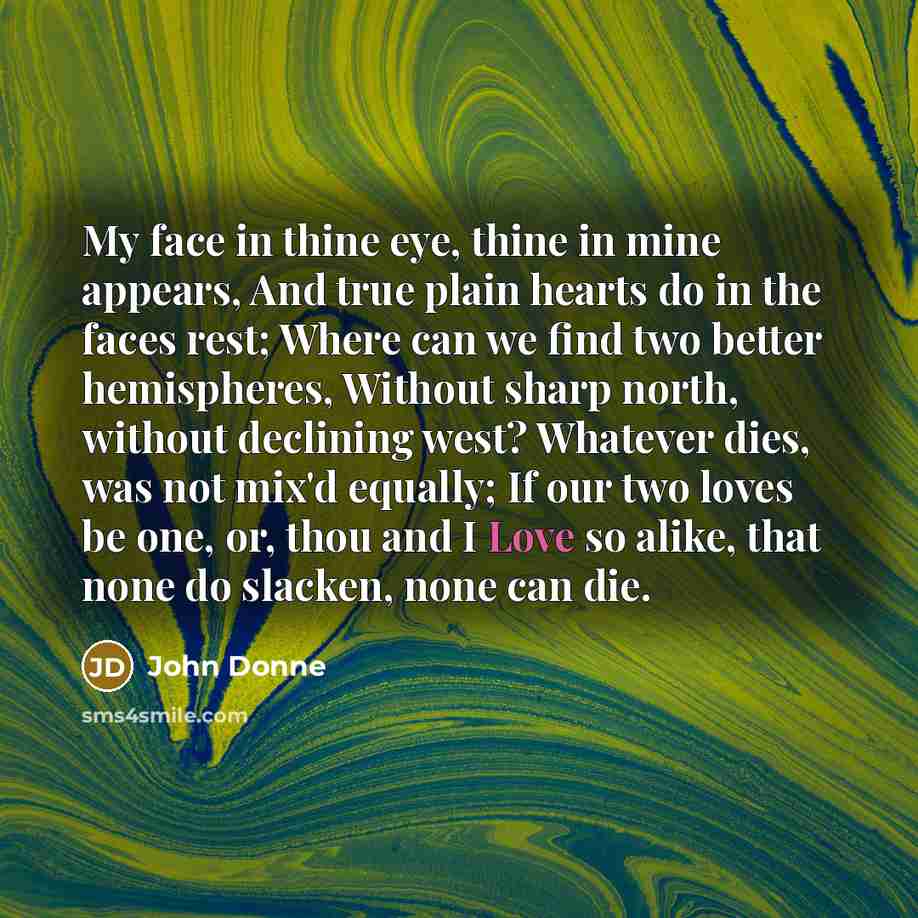 “My face in thine eye, thine in mine appears, And…” quote by John Donne