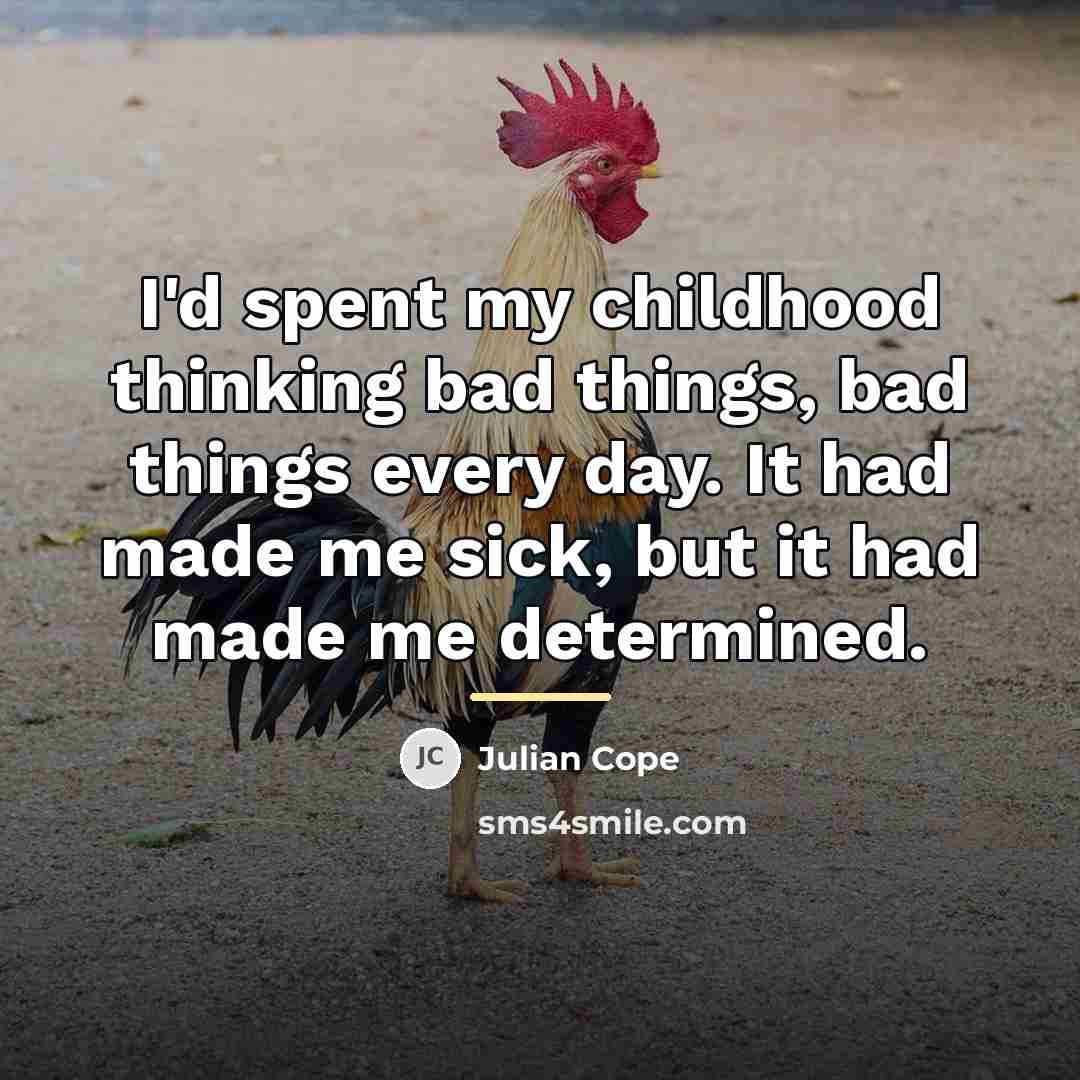 “I'd spent my childhood thinking bad things, bad things every…” quote by Julian Cope