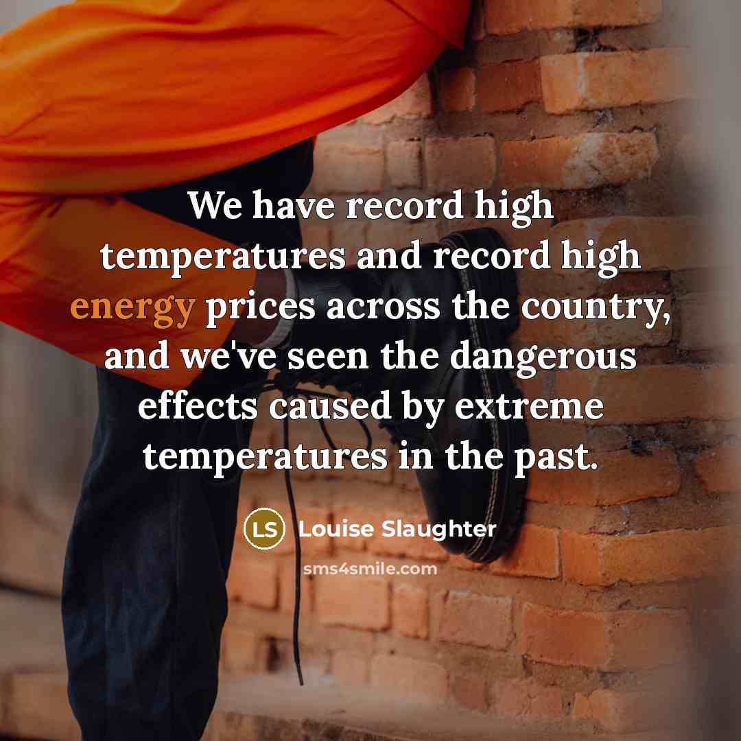 “We have record high temperatures and record high energy prices…” quote by Louise Slaughter
