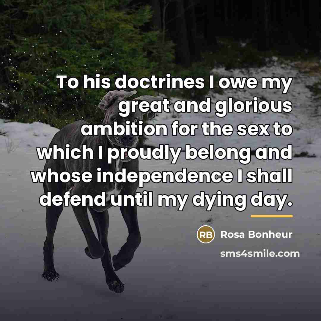 “To his doctrines I owe my great and glorious ambition…” quote by Rosa Bonheur