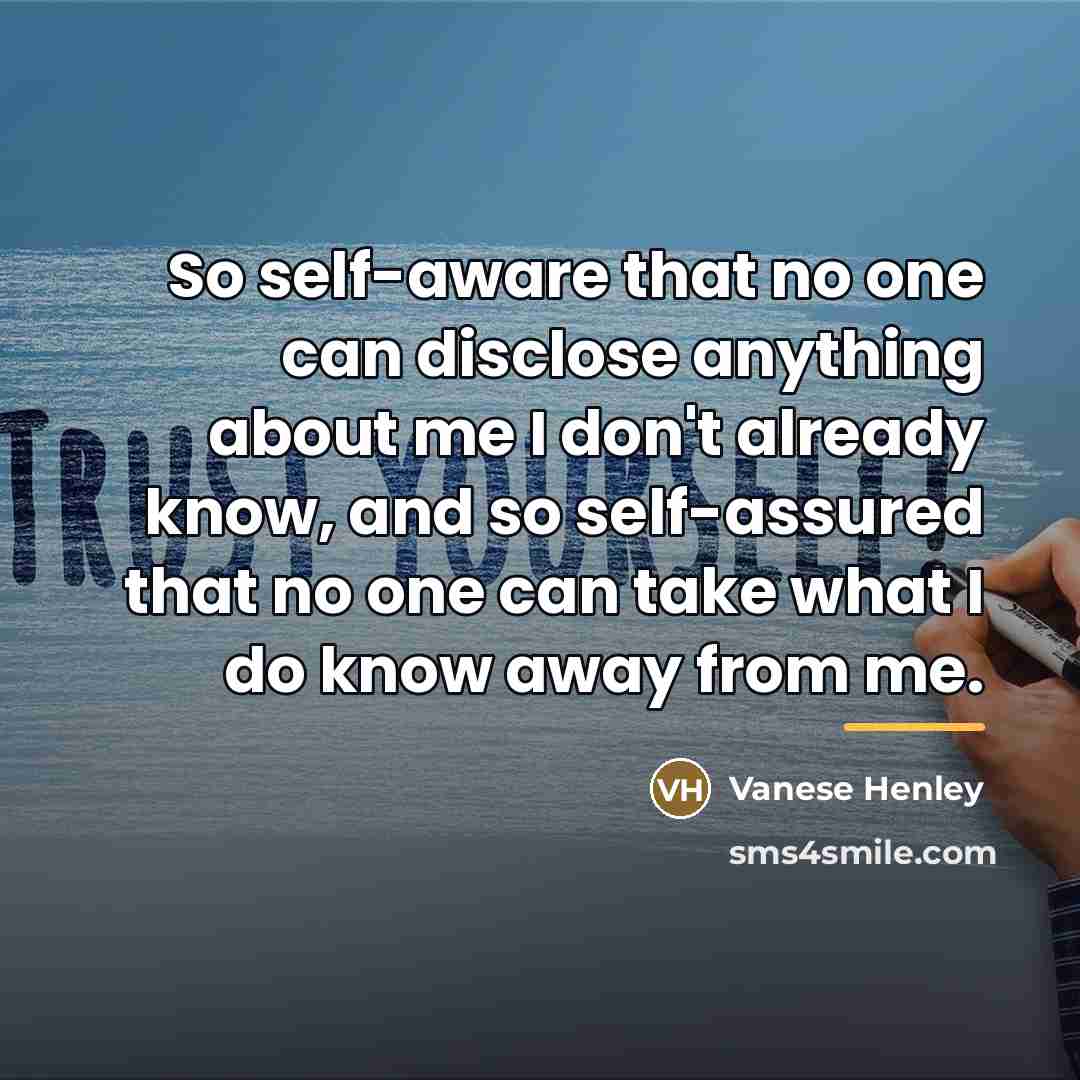“So self-aware that no one can disclose anything about me…” quote by Vanese Henley