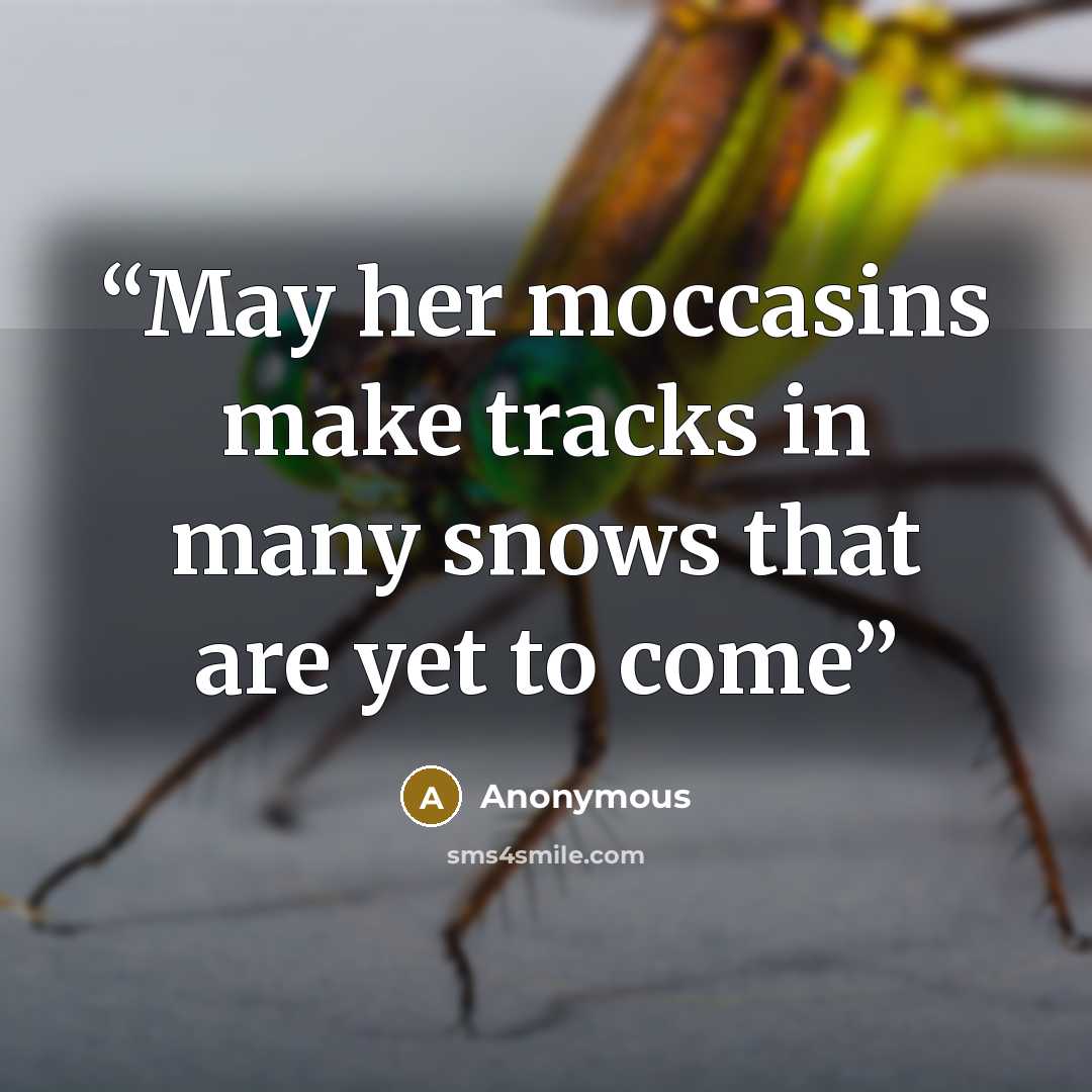 “May her moccasins make tracks in many snows that are yet to come” quote by Anonymous