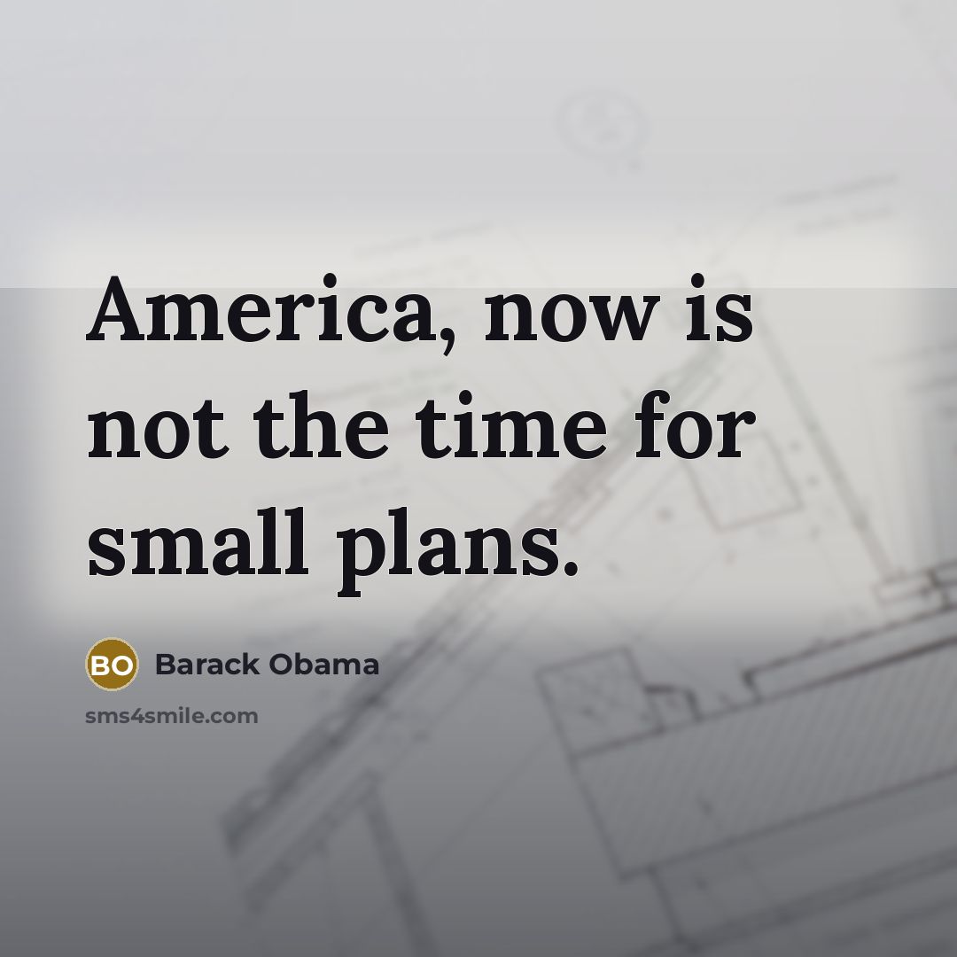 “America, now is not the time for small plans.…” quote by Barack Obama