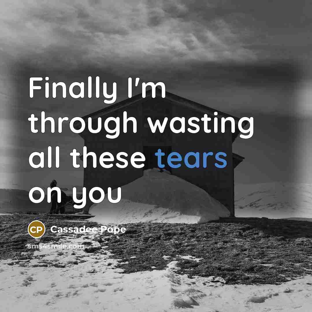 “Finally I'm through wasting all these tears on you…” quote by Cassadee Pope