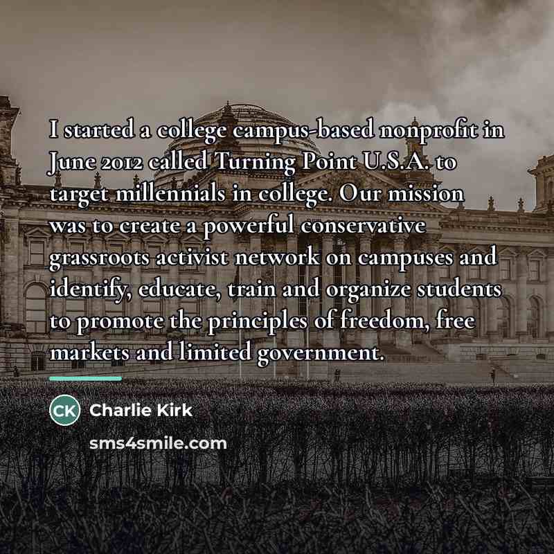 “I started a college campus-based nonprofit in June 2012 called…” quote by Charlie Kirk