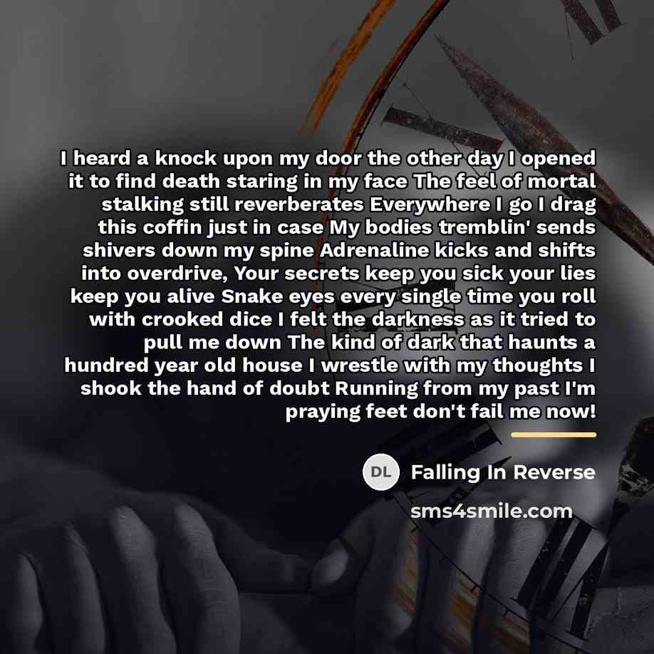 “I heard a knock upon my door the other day…” quote by Falling In Reverse