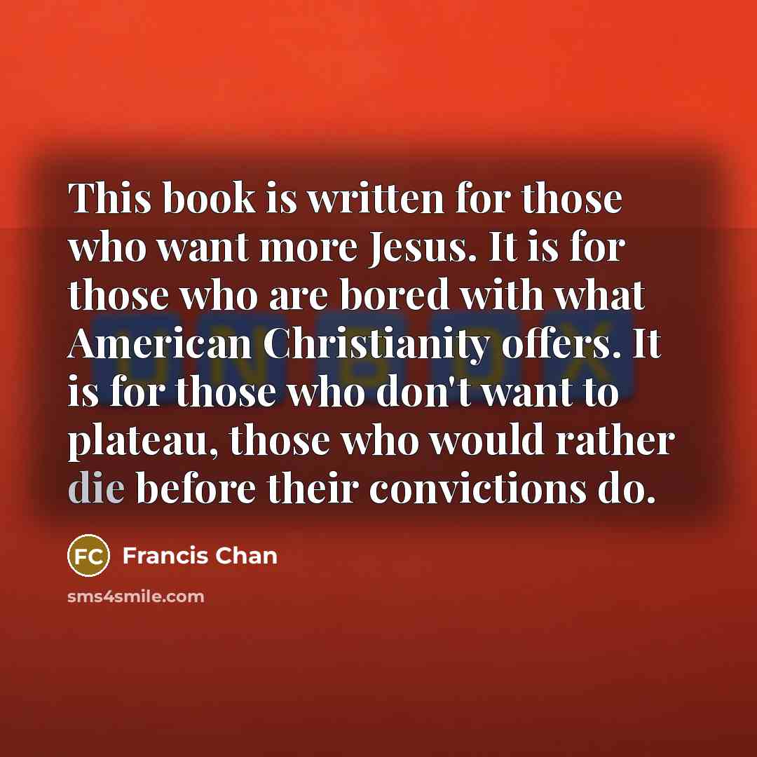 “This book is written for those who want more Jesus.…” quote by Francis Chan