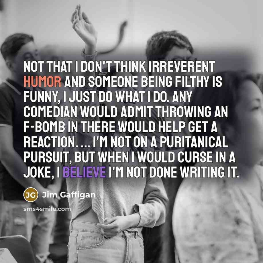 “Not that I don't think irreverent humor and someone being…” quote by Jim Gaffigan