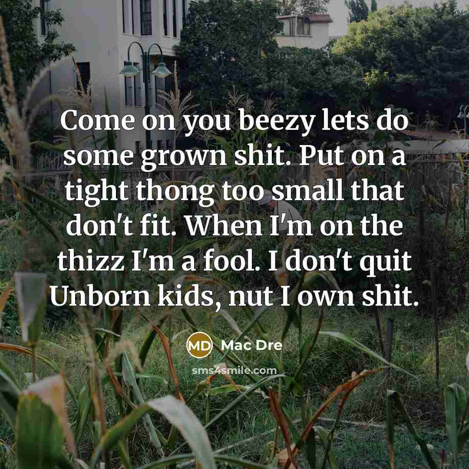 “Come on you beezy lets do some grown shit. Put…” quote by Mac Dre