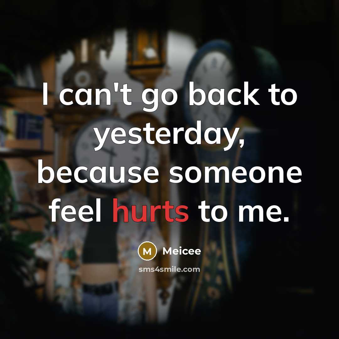 “I can't go back to yesterday, because someone feel hurts to me.” quote by Meicee