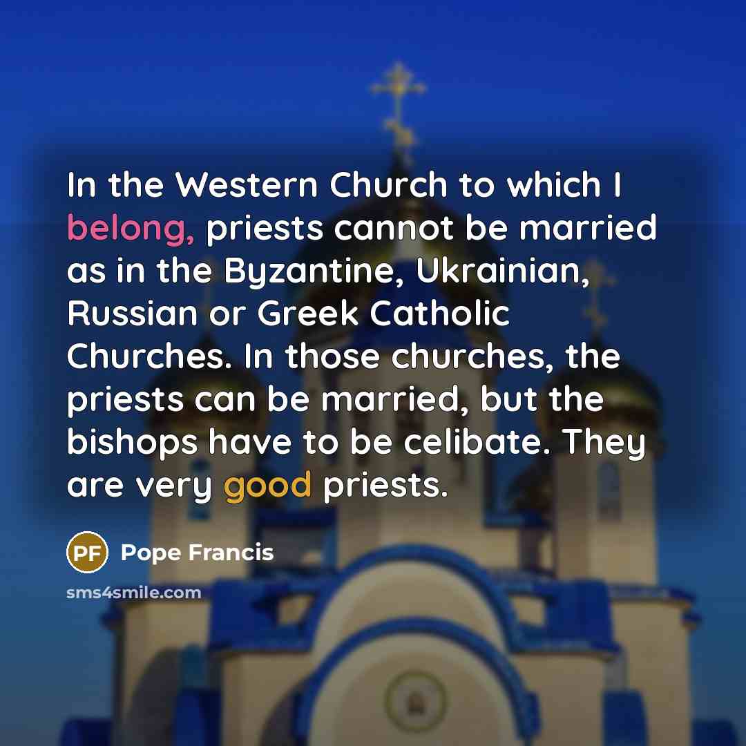 “In the Western Church to which I belong, priests cannot…” quote by Pope Francis