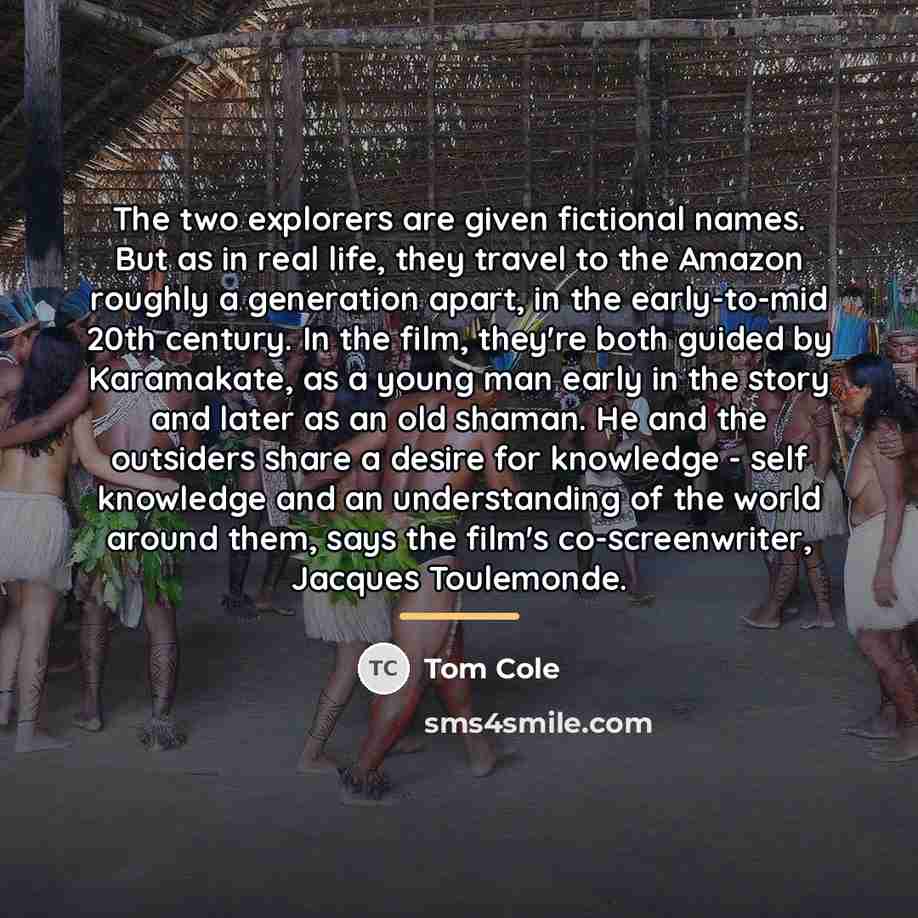 “The two explorers are given fictional names. But as in…” quote by Tom Cole
