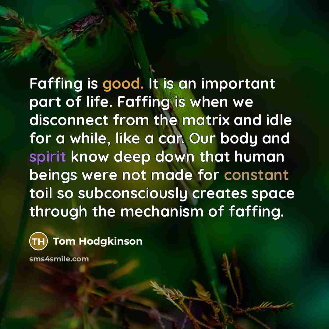 “Faffing is good. It is an important part of life.…” quote by Tom Hodgkinson
