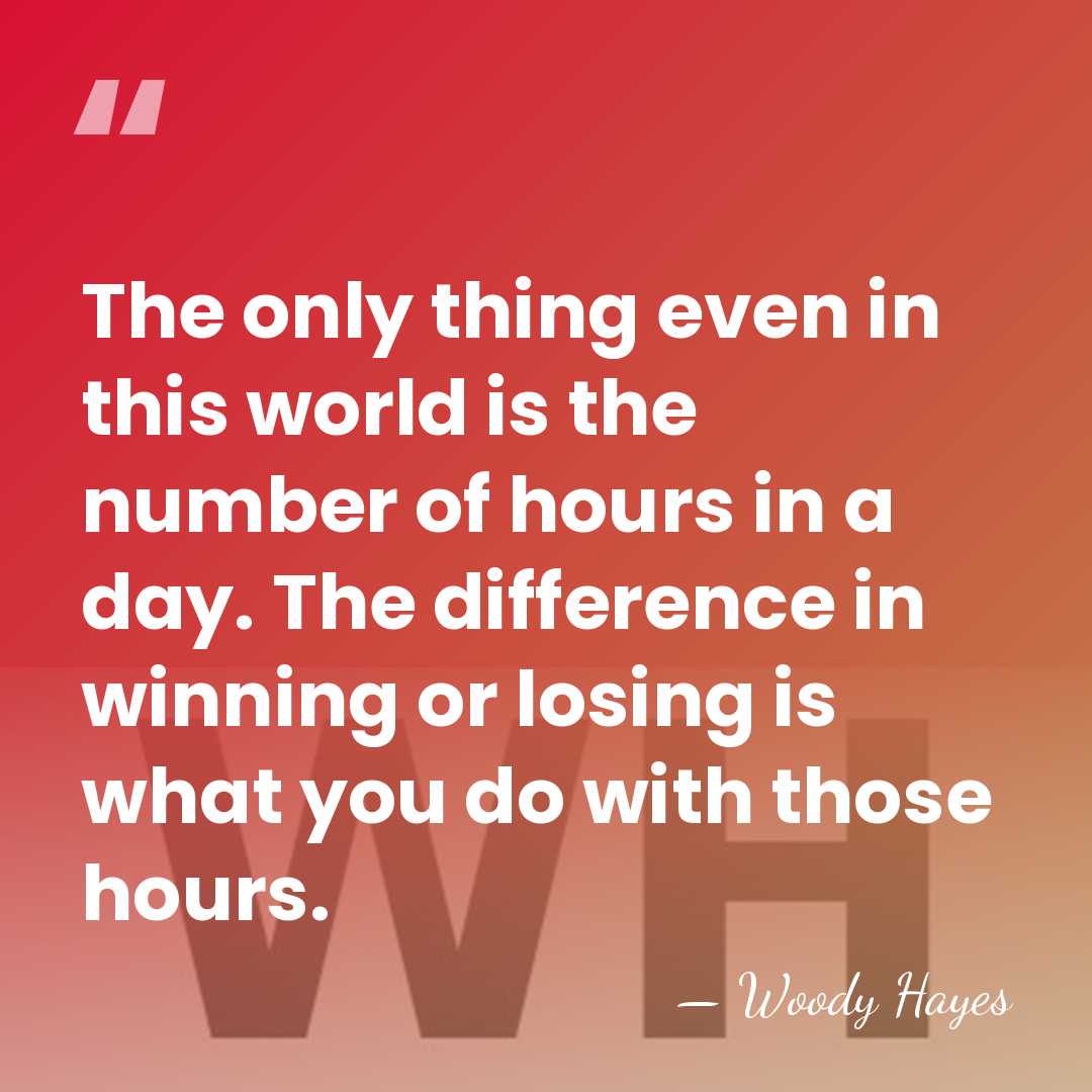 The only thing even in this world is the number of hours&hellip; - Woody Hayes