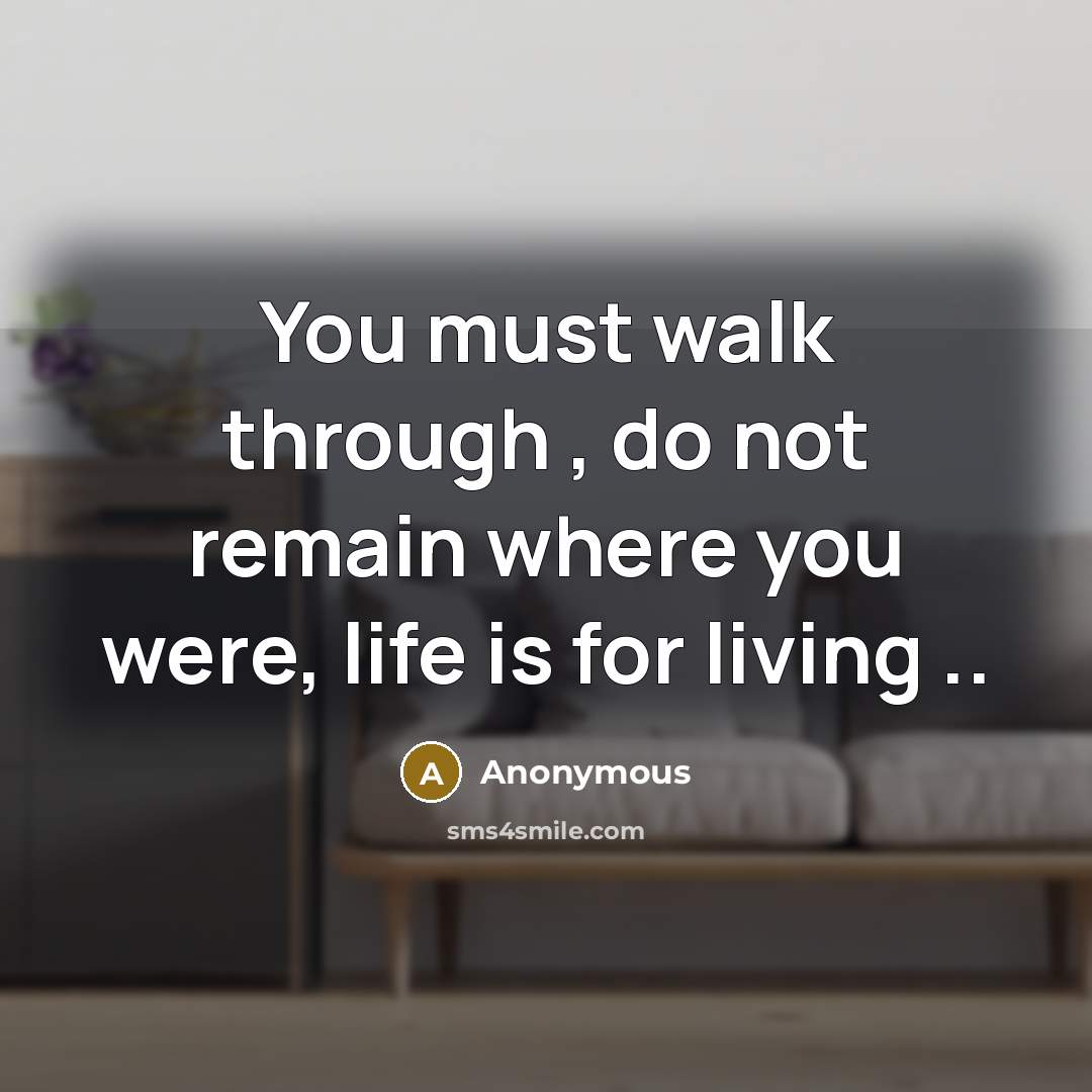 “You must walk through , do not remain where you…” quote by Anonymous
