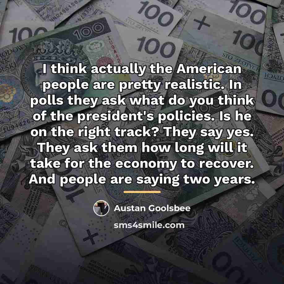 “I think actually the American people are pretty realistic. In…” quote by Austan Goolsbee