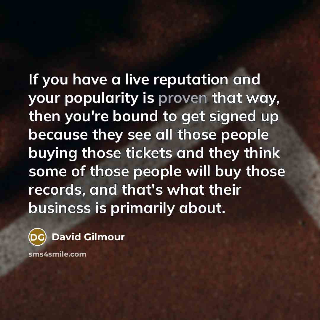 “If you have a live reputation and your popularity is…” quote by David Gilmour