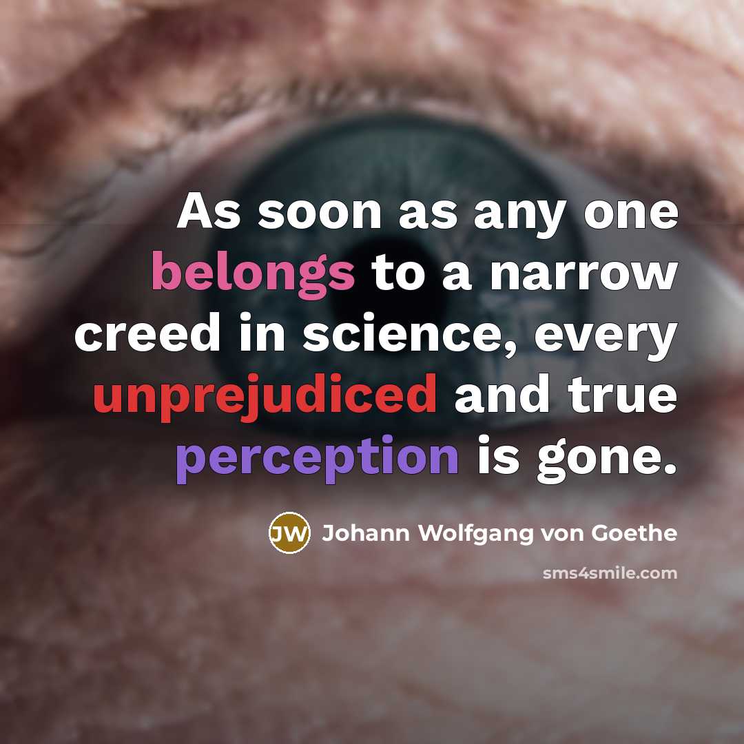 “As soon as any one belongs to a narrow creed…” quote by Johann Wolfgang von Goethe