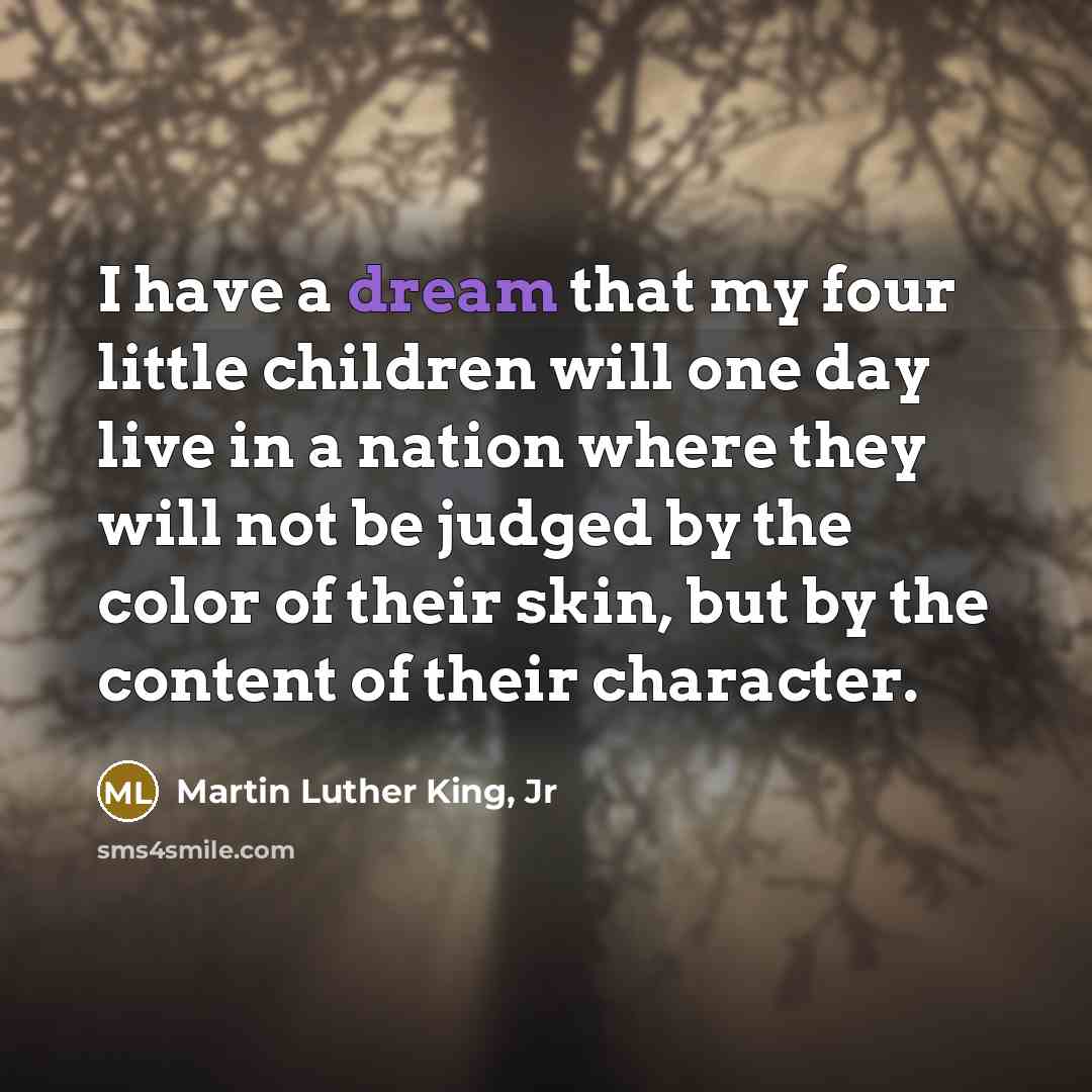 “I have a dream that my four little children will…” quote by Martin Luther King, Jr