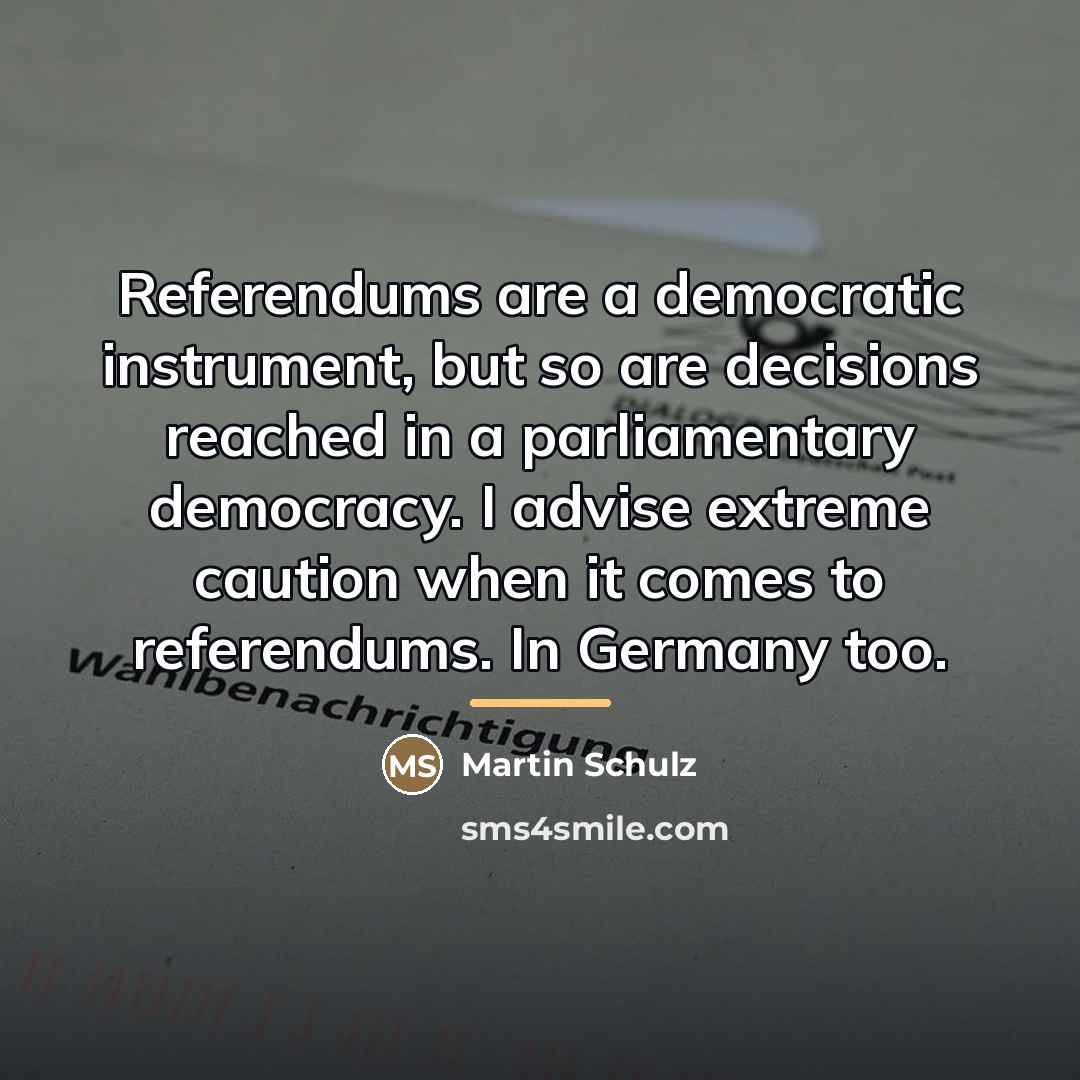 “Referendums are a democratic instrument, but so are decisions reached…” quote by Martin Schulz
