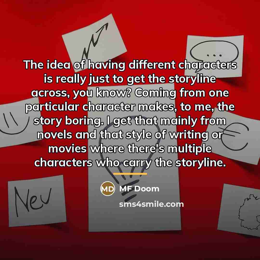 “The idea of having different characters is really just to…” quote by MF Doom