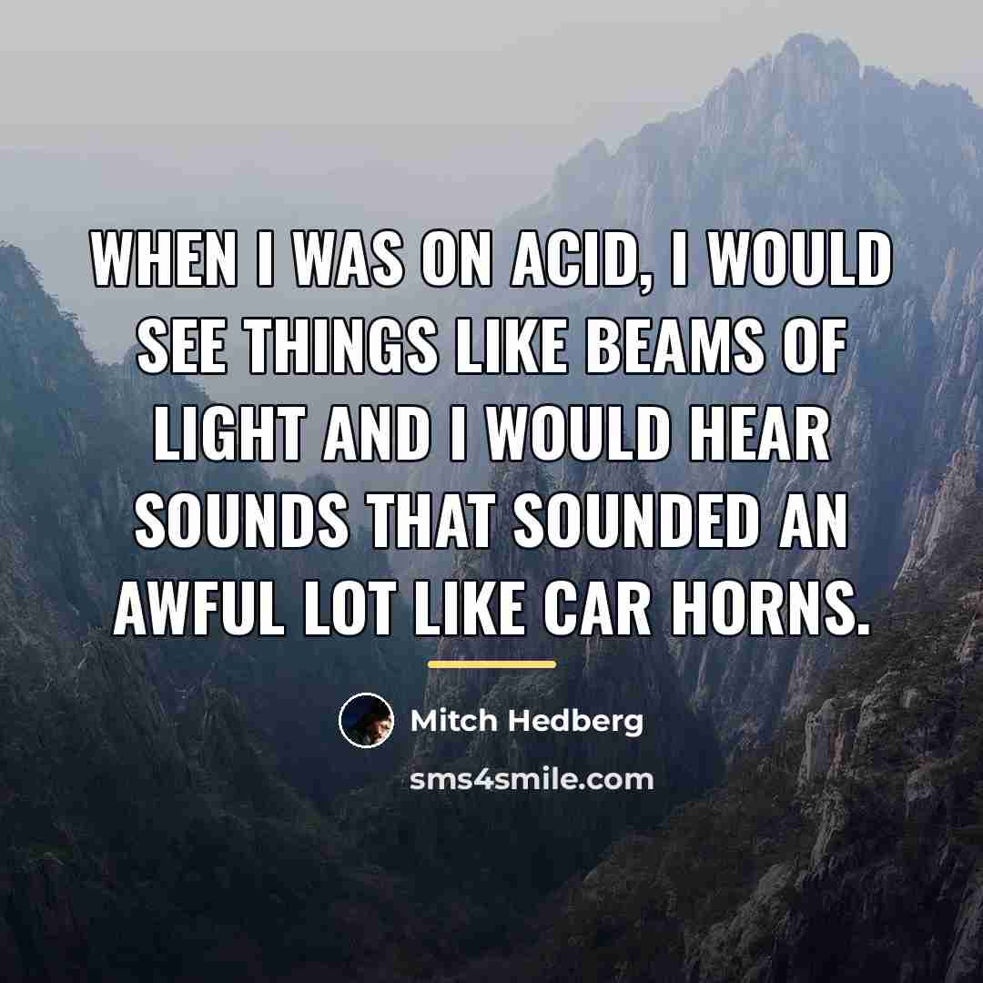 “When I was on acid, I would see things like…” quote by Mitch Hedberg
