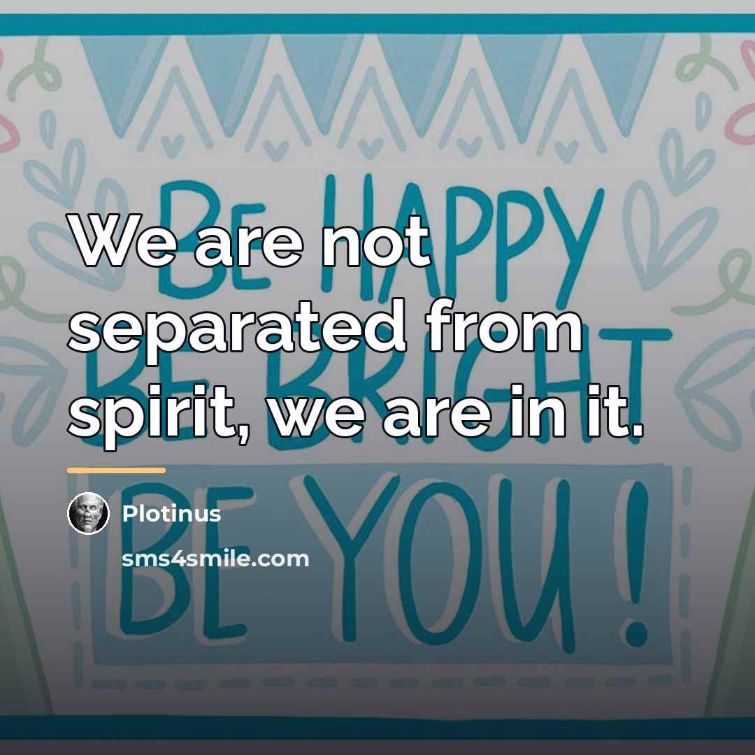 “We are not separated from spirit, we are in it.…” quote by Plotinus