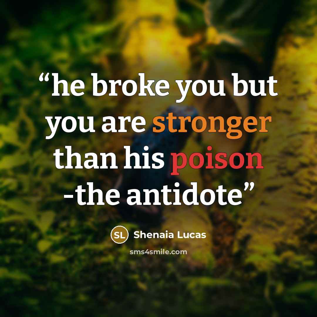 “he broke you but you are stronger than his poison -the antidote” quote by Shenaia Lucas