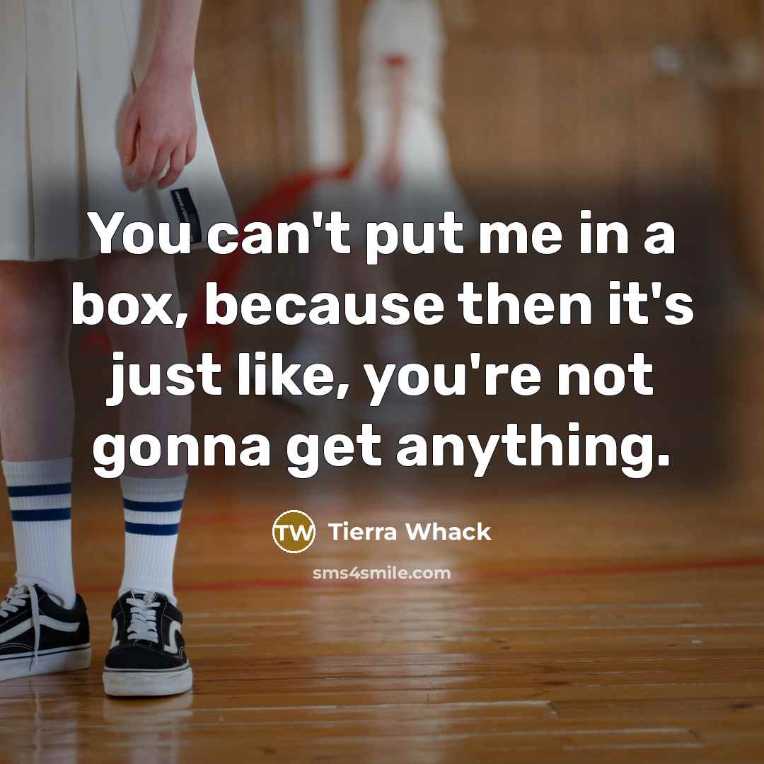 “You can't put me in a box, because then it's…” quote by Tierra Whack