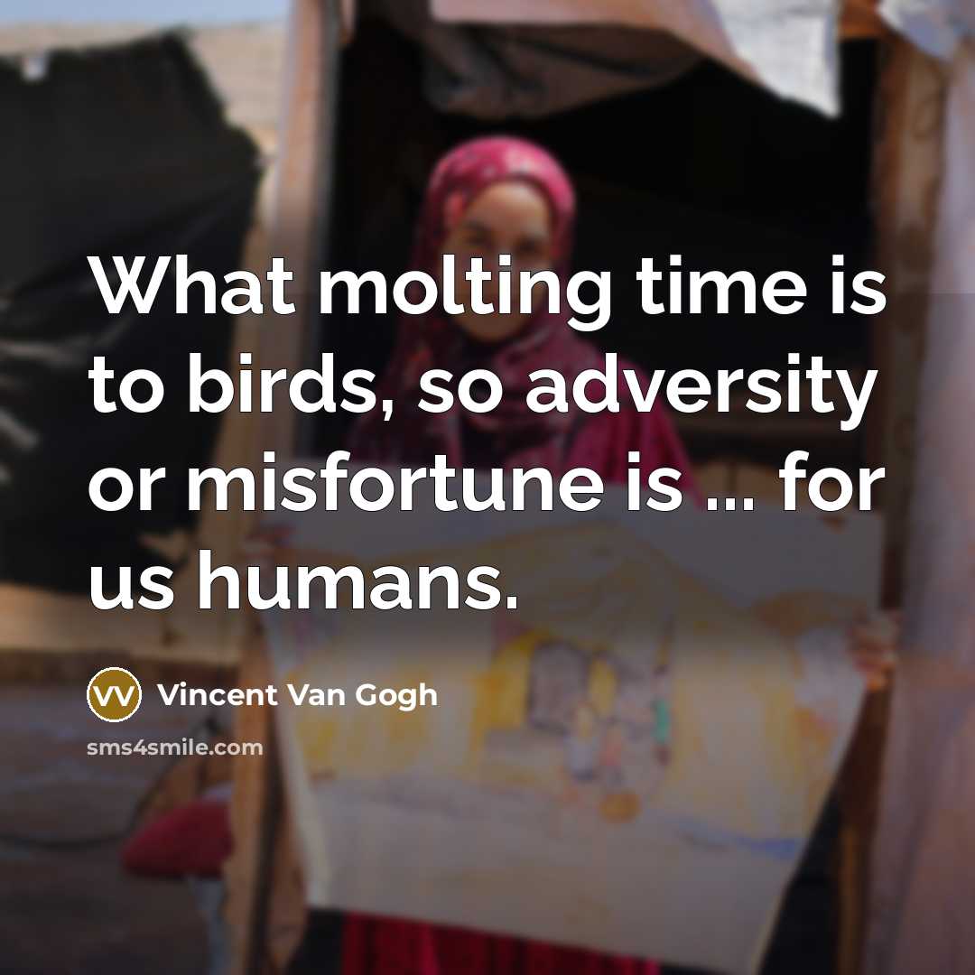 “What molting time is to birds, so adversity or misfortune…” quote by Vincent Van Gogh