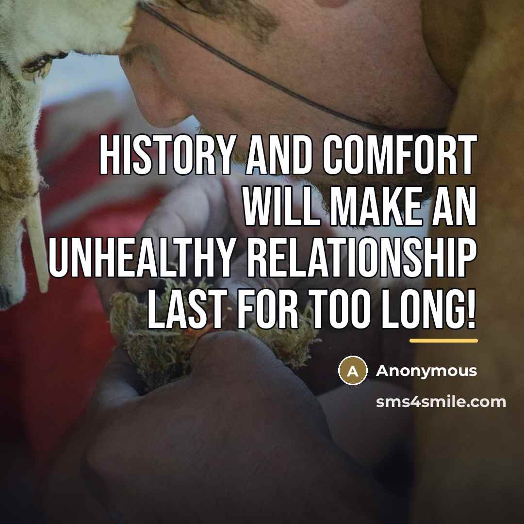 “History and comfort will make an unhealthy relationship last for…” quote by Anonymous