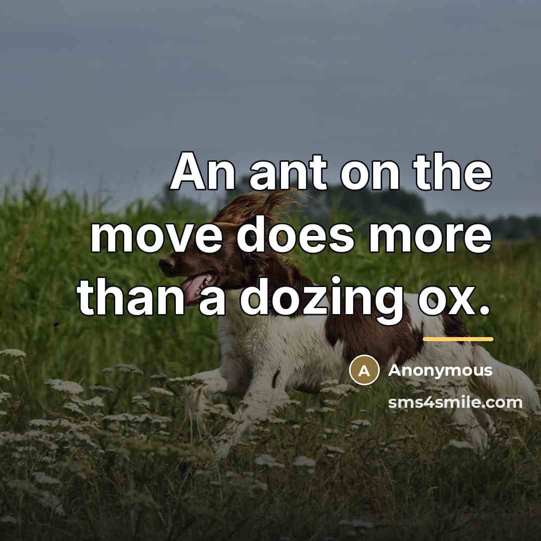 “An ant on the move does more than a dozing…” quote by Anonymous