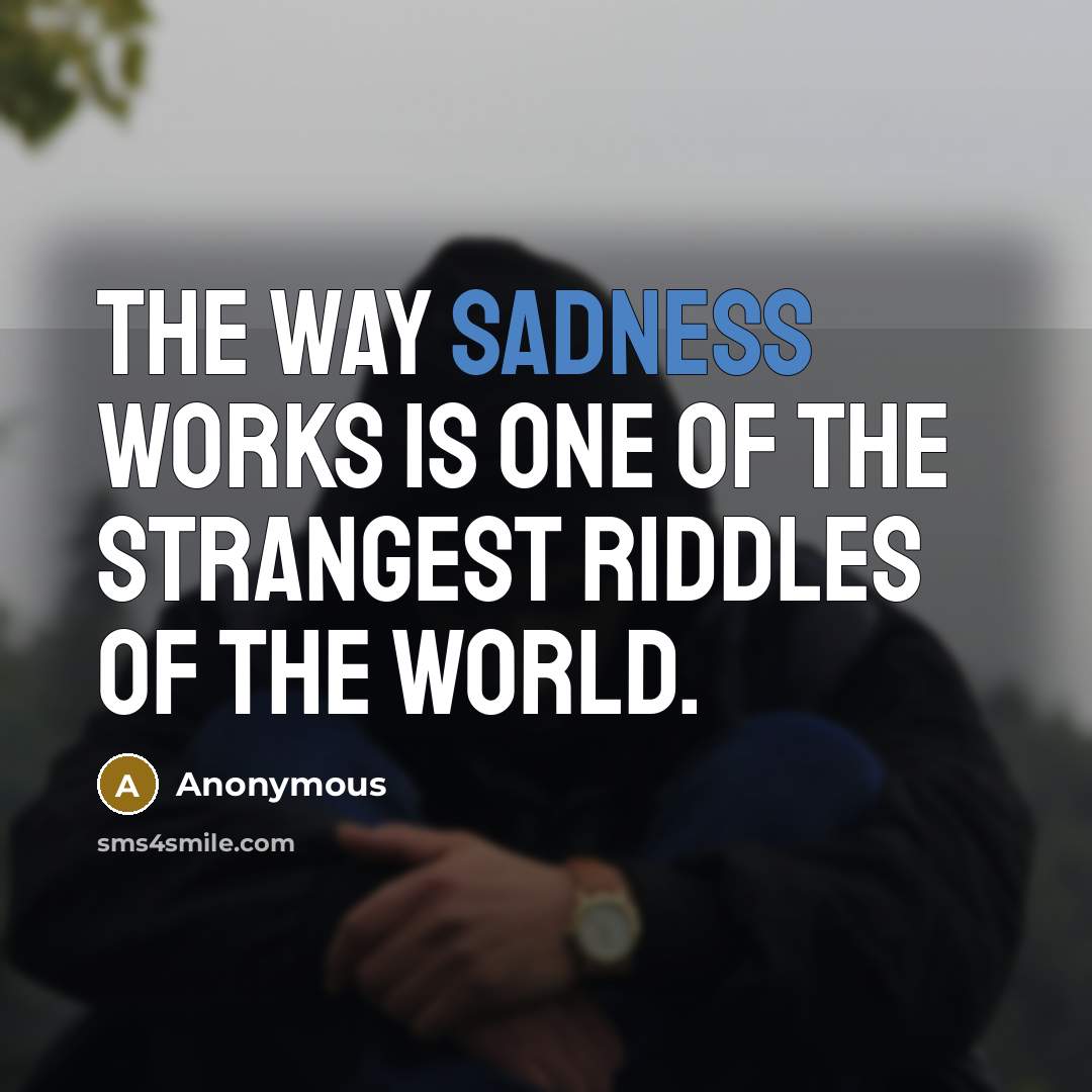 “The way sadness works is one of the strangest riddles…” quote by Anonymous