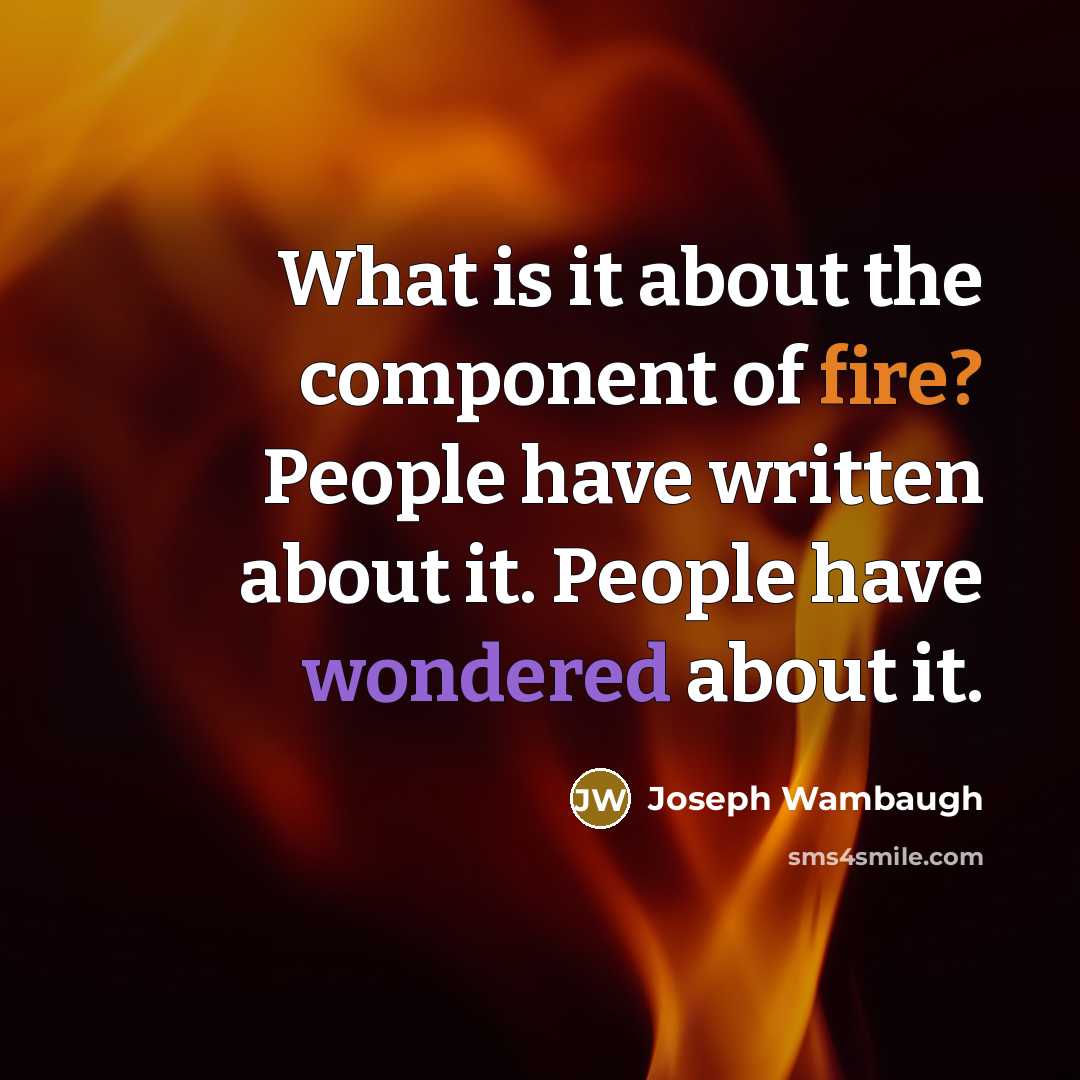 “What is it about the component of fire? People have written about it. People have wondered about it.” quote by Joseph Wambaugh