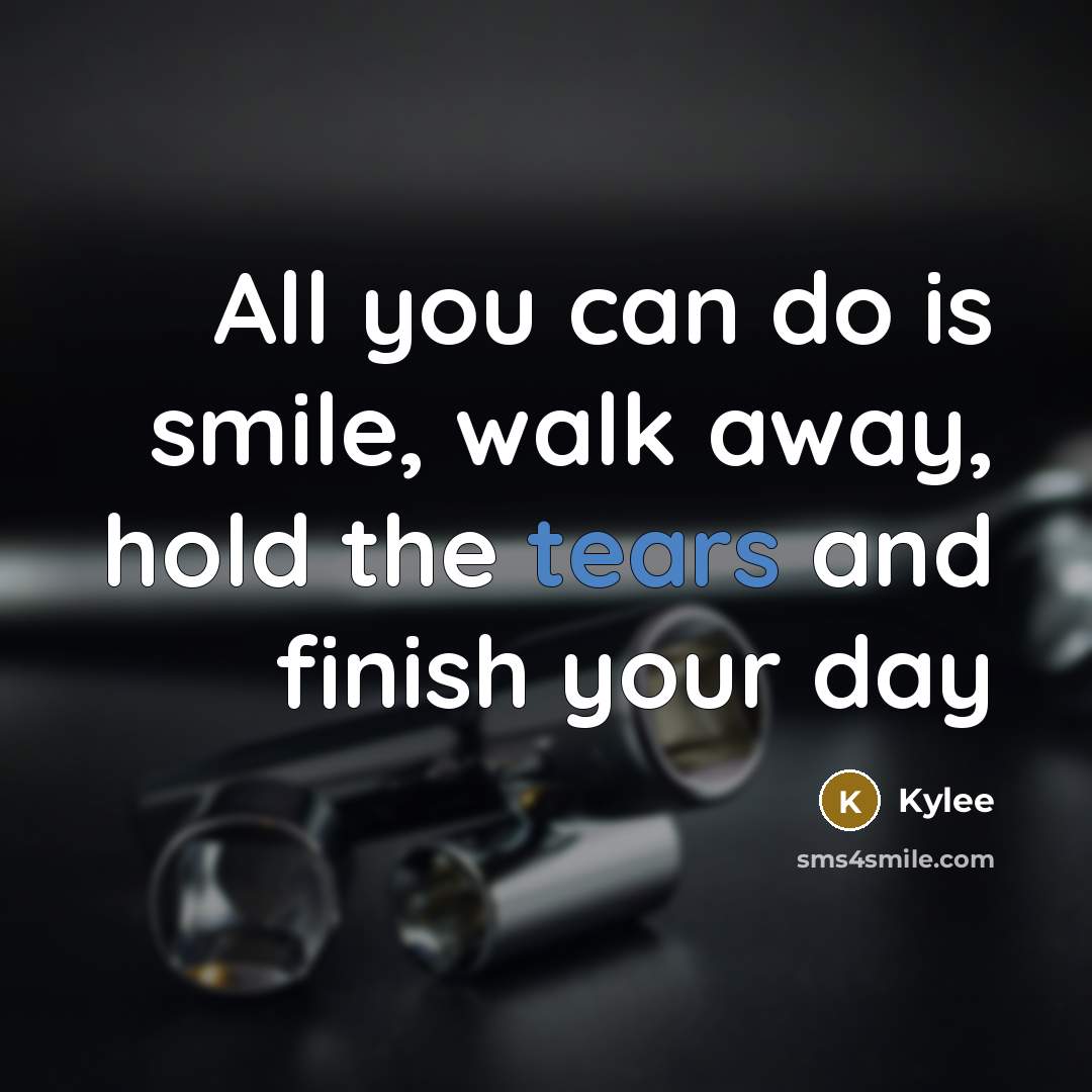 “All you can do is smile, walk away, hold the…” quote by Kylee