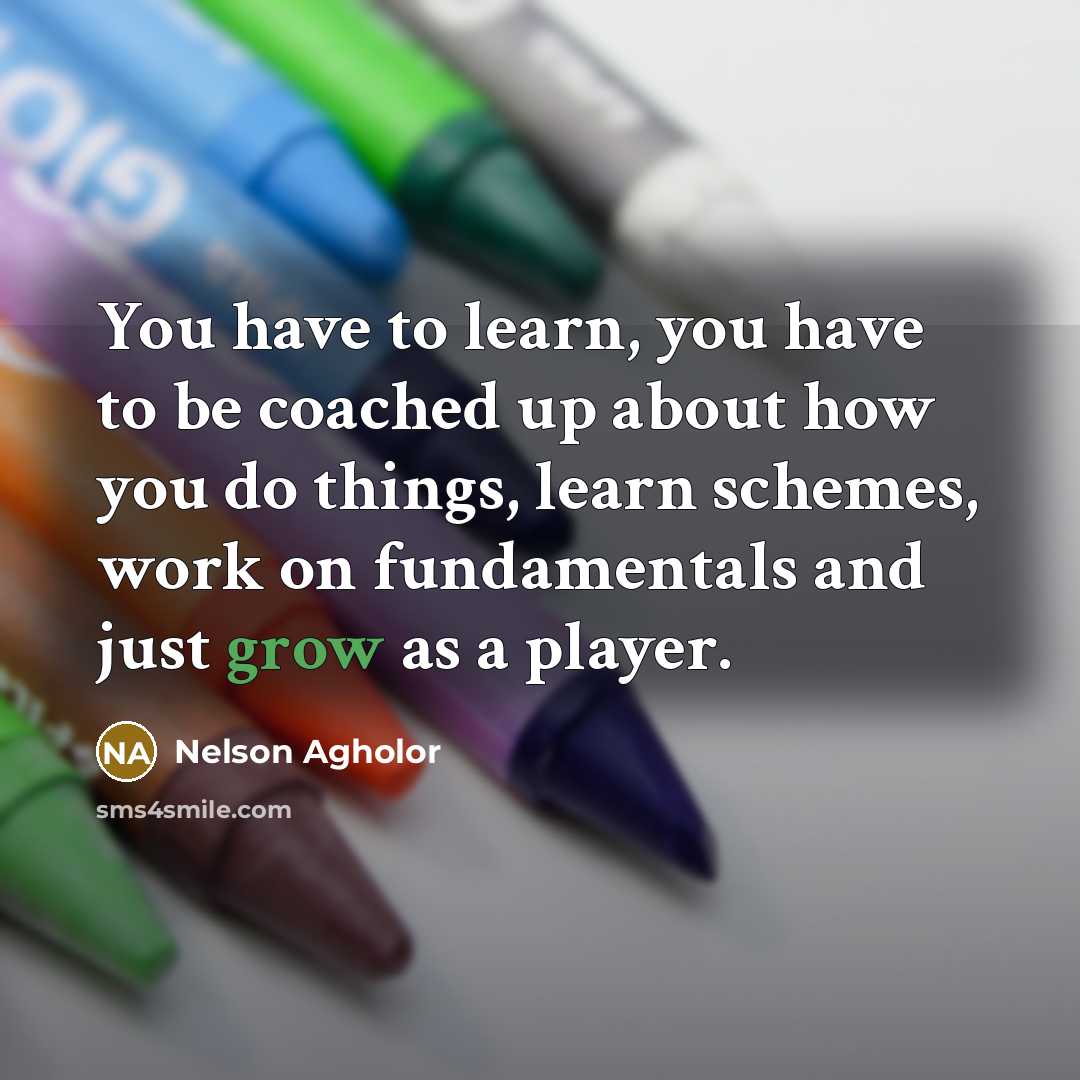 “You have to learn, you have to be coached up about how you do things, learn schemes, work on fundamentals and just grow as a player.” quote by Nelson Agholor