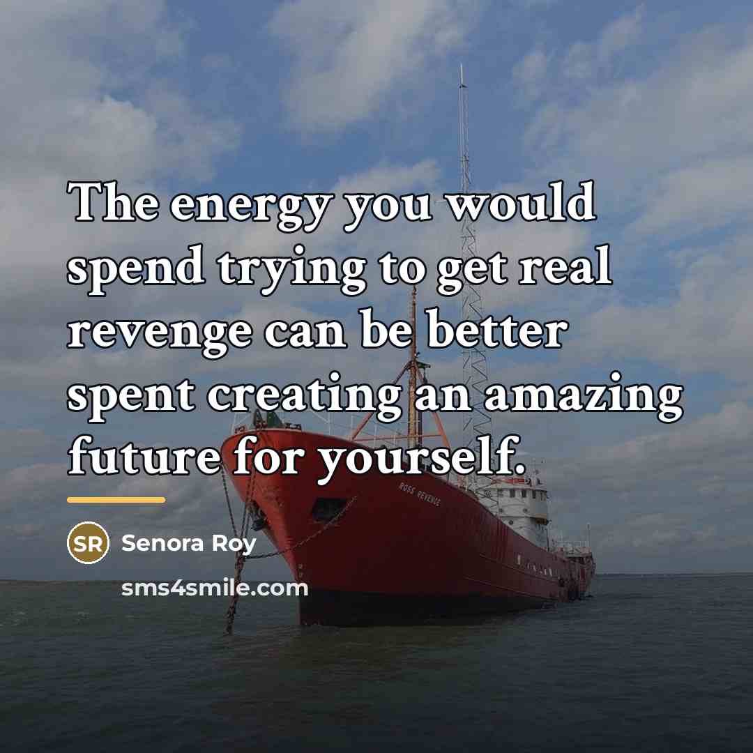 “The energy you would spend trying to get real revenge…” quote by Senora Roy