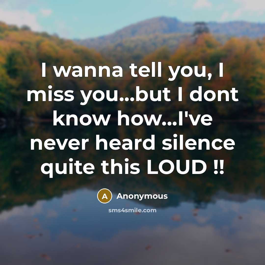 “I wanna tell you, I miss you...but I dont know how...I've never heard silence quite this LOUD !!” quote by Anonymous