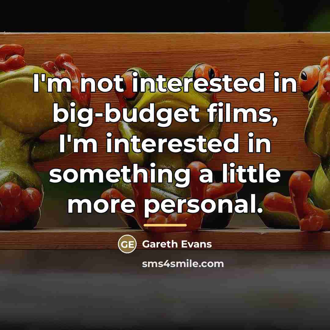 “I'm not interested in big-budget films, I'm interested in something…” quote by Gareth Evans