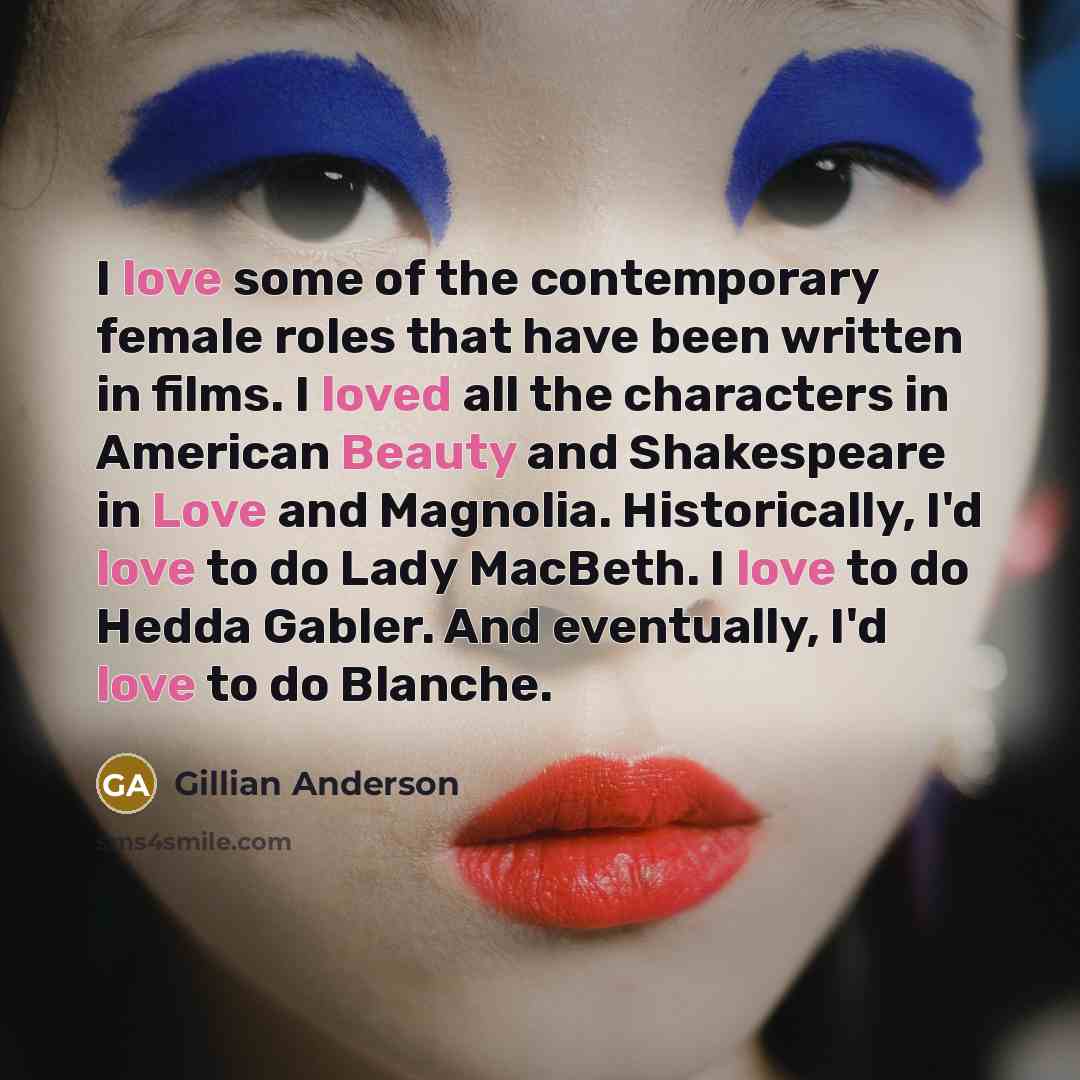 “I love some of the contemporary female roles that have…” quote by Gillian Anderson
