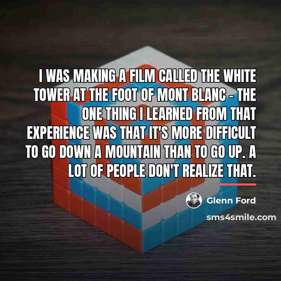 “I was making a film called The White Tower at…” quote by Glenn Ford