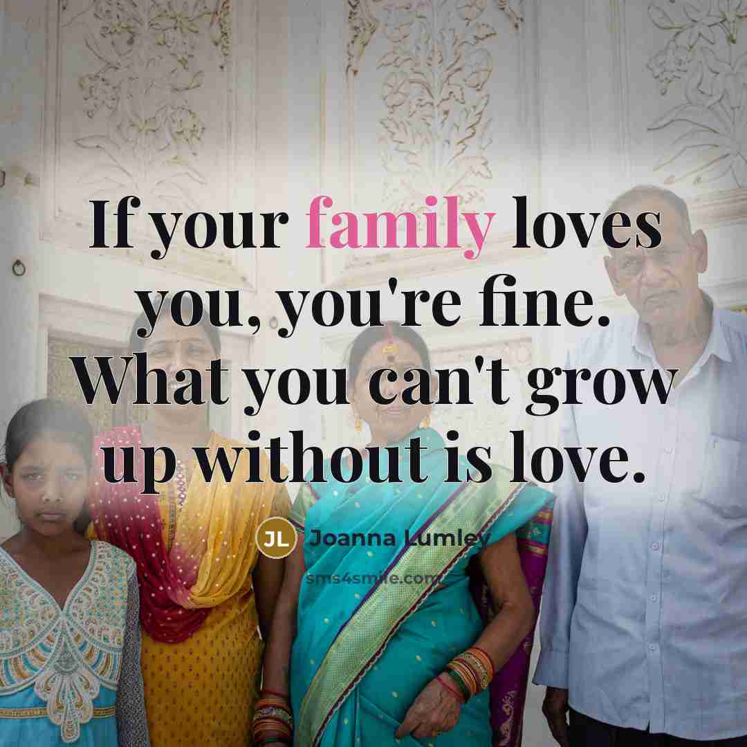 “If your family loves you, you're fine. What you can't…” quote by Joanna Lumley