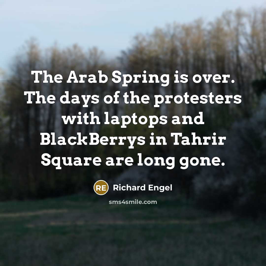 “The Arab Spring is over. The days of the protesters…” quote by Richard Engel