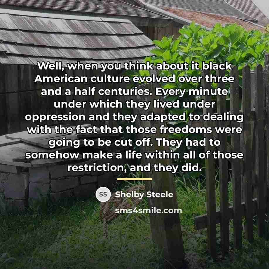 “Well, when you think about it black American culture evolved…” quote by Shelby Steele