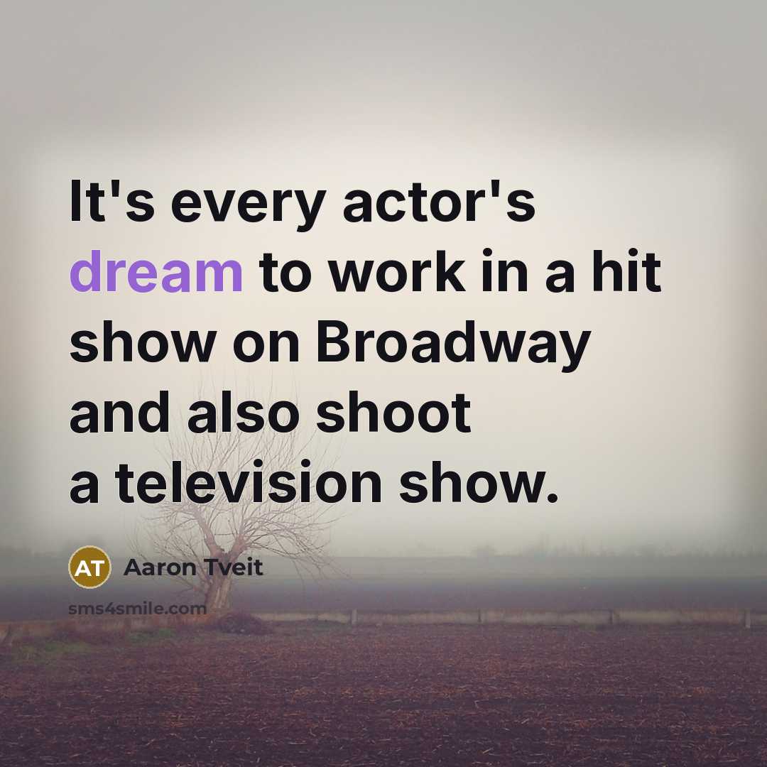 “It's every actor's dream to work in a hit show…” quote by Aaron Tveit