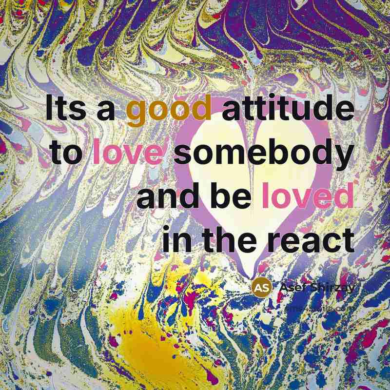“Its a good attitude to love somebody and be loved in the react” quote by Asef Shirzay