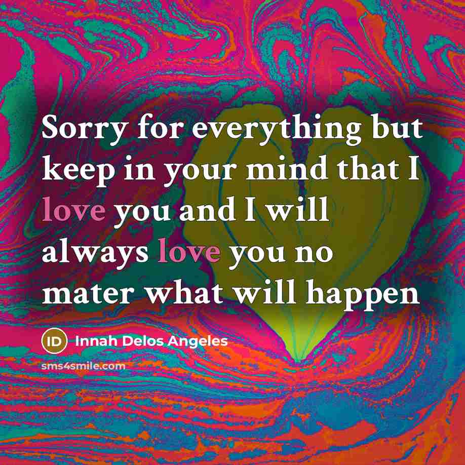 “Sorry for everything but keep in your mind that I…” quote by Innah Delos Angeles