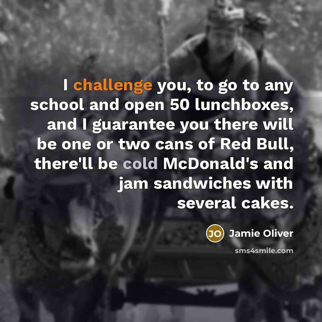 “I challenge you, to go to any school and open…” quote by Jamie Oliver