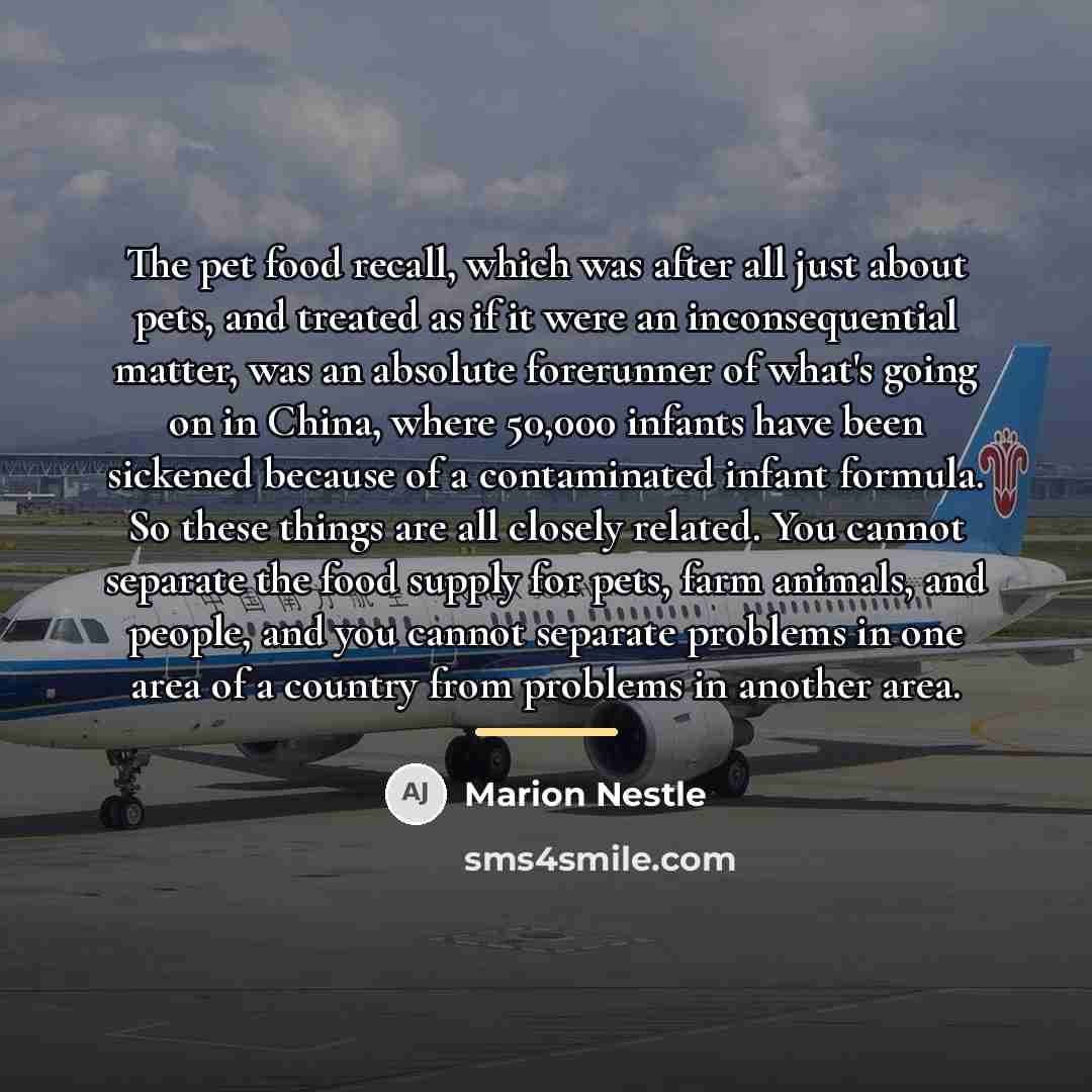 “The pet food recall, which was after all just about…” quote by Marion Nestle